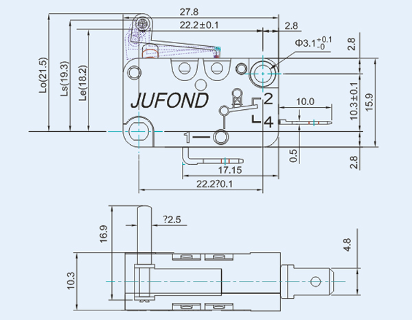 SW3系列微動(dòng)開關(guān)13-2尺寸圖