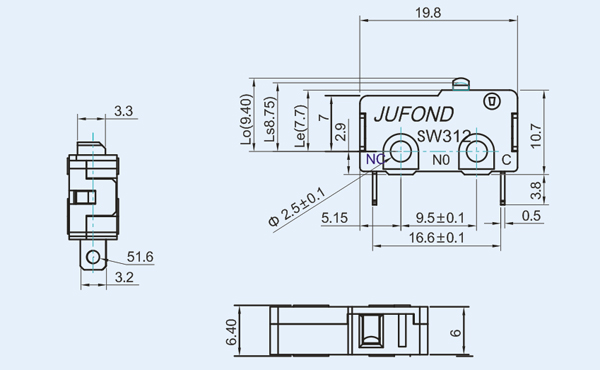 SW312系列微動開關(guān)07-1尺寸圖