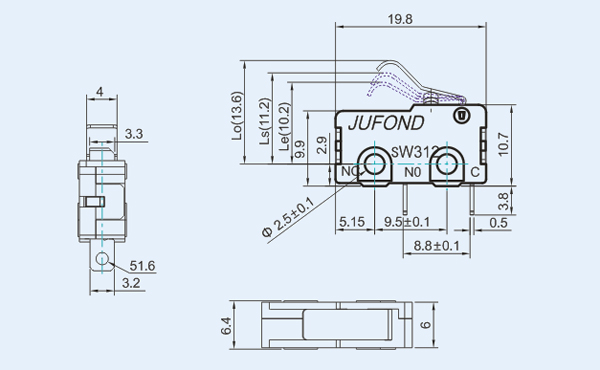 SW312系列微動(dòng)開關(guān)09-4尺寸圖