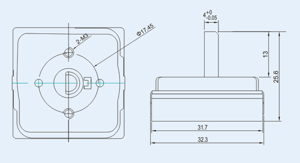 RS3系列旋轉(zhuǎn)開(kāi)關(guān)19-4尺寸圖