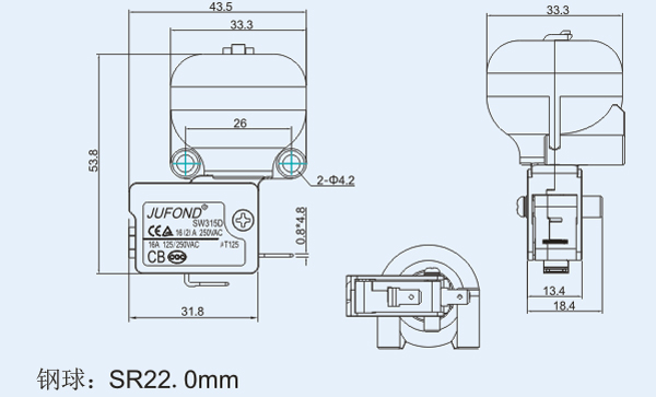 SW315D系列微動(dòng)開(kāi)關(guān)17-2尺寸圖